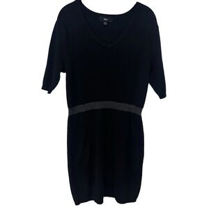Mossimo Black Gray V Neck Cotton Stretch 3/4 Sleeve Sweater Dress XXL 015012497